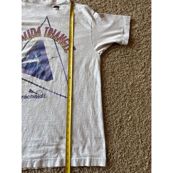 VTG Bermuda Triangle Arachnid USA Made Single Stitch Distressed L Gray Tech Tee - Picture 9 of 9